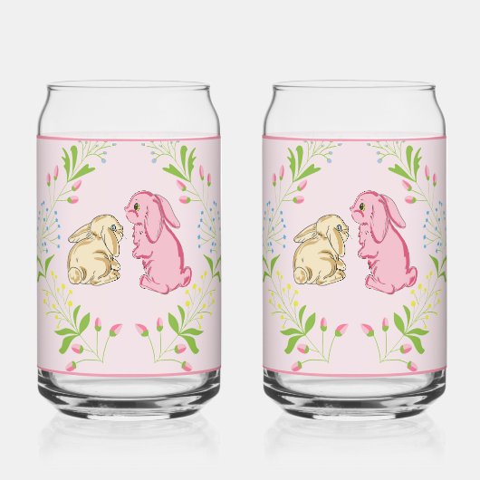 Bunny Wreath Pink Glass Blikvorm Glas (Voorkant)