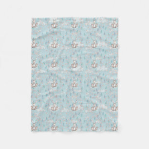 Bunny Wreath Wolken & Regendruppels - Blauw Fleece Deken