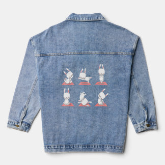Bunny Yoga-konijnen in Yoga-pozen op gedenksmat Denim Jacket