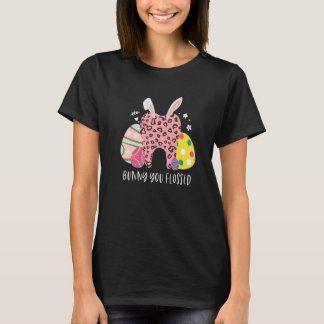 Bunny You Flossed Tooth Pasen Dag Luipaard Print D T-shirt