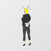 bunnygirl raamsticker (Vel)
