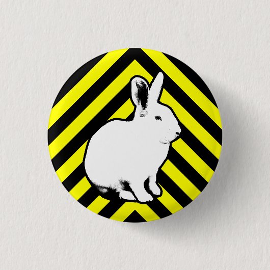 BunnyLuv Black, Yellow en Bunny-Button Ronde Button 3,2 Cm (Voorkant)
