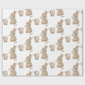 Bunny's jongen Eerste Tand Party Cadeaupapier (Vlak)