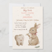 Bunny's meisje Eerste Tand Party Uitnodiging (Voorkant)