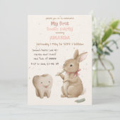 Bunny's meisje Eerste Tand Party Uitnodiging (Staand voorkant)