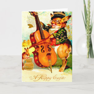  Bunny's spelen met Violin Easter Greeting Feestdagen Kaart