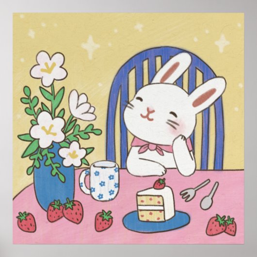 Bunny's Tea Time Illustration Poster (Voorkant)