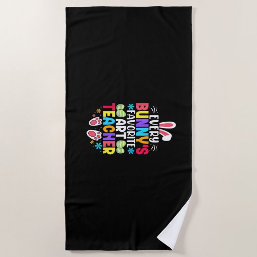 Bunny's Teacher Easter Thema Kleurrijk ontwerp Strandlaken (Voorkant)