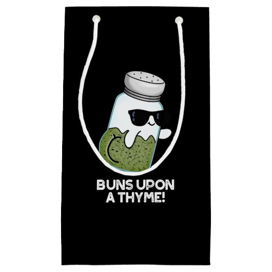 Buns On a Thyme Funny Herb Pun Dark BG Klein Cadeauzakje (Voorkant)