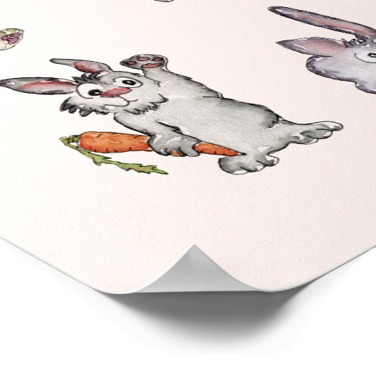 Buns On Time Kids Room Rabat Poster Imprimer (Coin)