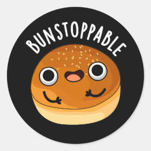 Bunstoppable Funny Bun Pun Dark BG Ronde Sticker