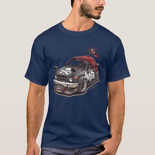 Bunta Fujiwara JDM Pirate Edition Race Kei Car ret T-shirt (Voorkant)