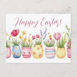 Bunte Aquarell Oster Postkarte mit Frühlingsblumen Briefkaart