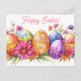 Bunte Aquarell Oster Postkarte mit Frühlingsblumen Briefkaart