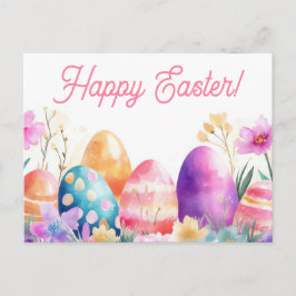 Bunte Aquarell Oster Postkarte mit Frühlingsblumen Briefkaart