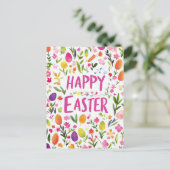 Bunte Aquarell Oster Postkarte mit Frühlingsblumen Briefkaart (Staand voorkant)