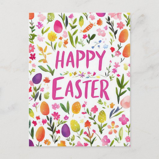 Bunte Aquarell Oster Postkarte mit Frühlingsblumen Briefkaart (Voorkant)