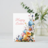 Bunte Aquarell Oster Postkarte mit Ostereiern Briefkaart (Staand voorkant)