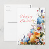 Bunte Aquarell Oster Postkarte mit Ostereiern Briefkaart (Voorkant / Achterkant)