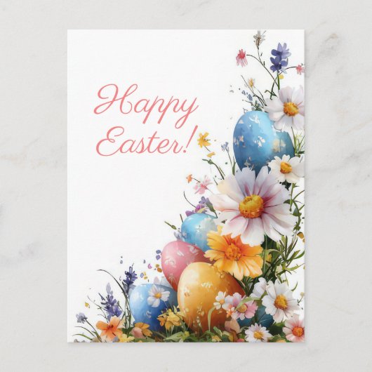Bunte Aquarell Oster Postkarte mit Ostereiern Briefkaart (Voorkant)