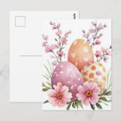 Bunte Aquarell Oster Postkarte mit Ostereiern Briefkaart (Voorkant / Achterkant)