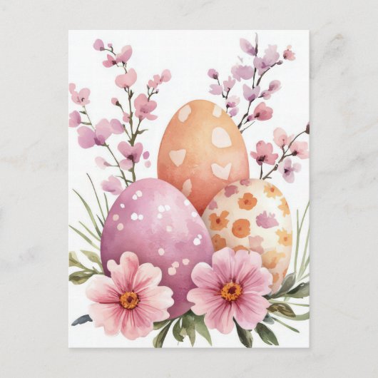 Bunte Aquarell Oster Postkarte mit Ostereiern Briefkaart (Voorkant)