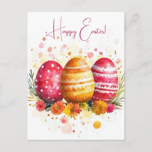 Bunte Aquarell Oster Postkarte mit Ostereiern Briefkaart (Voorkant)