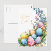 Bunte Aquarell Oster Postkarte mit Ostereiern Briefkaart (Voorkant / Achterkant)