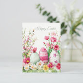 Bunte Aquarell Oster Postkarte mit Ostereiern Briefkaart (Staand voorkant)