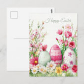 Bunte Aquarell Oster Postkarte mit Ostereiern Briefkaart (Voorkant / Achterkant)