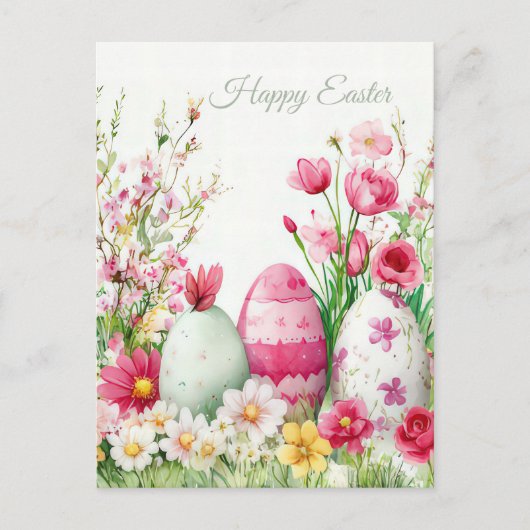 Bunte Aquarell Oster Postkarte mit Ostereiern Briefkaart (Voorkant)