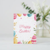 Bunte Aquarell Oster Postkarte mit Ostereiern Briefkaart (Staand voorkant)