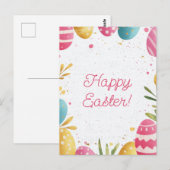 Bunte Aquarell Oster Postkarte mit Ostereiern Briefkaart (Voorkant / Achterkant)