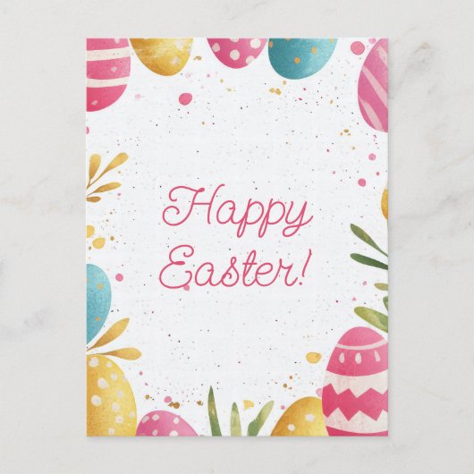 Bunte Aquarell Oster Postkarte mit Ostereiern Briefkaart (Voorkant)