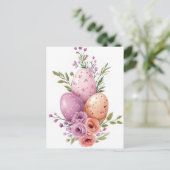 Bunte Aquarell Oster Postkarte mit Ostereiern Briefkaart (Staand voorkant)