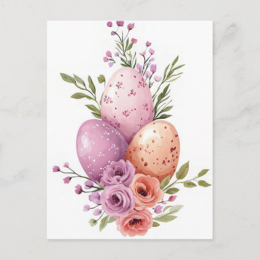 Bunte Aquarell Oster Postkarte mit Ostereiern Briefkaart (Voorkant)