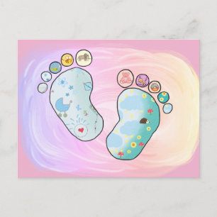 Bunte Babyfüsse Briefkaart