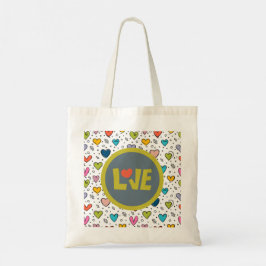 Bunte LOVE-Einkaufstasche mit Herz-Design Tote Bag