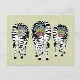 bunte Zebras Briefkaart