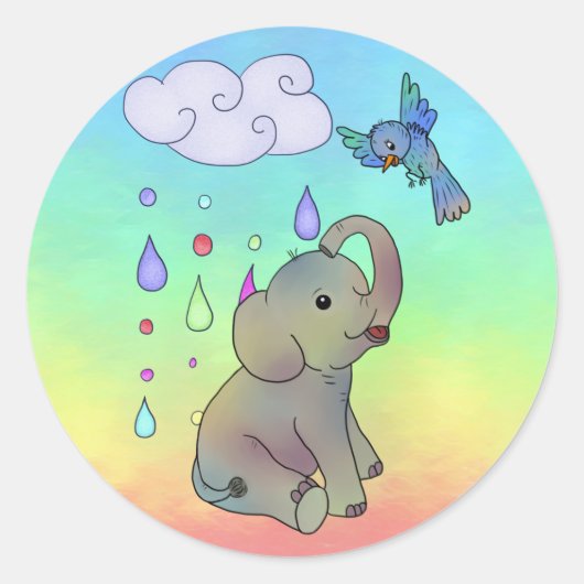 Bunter Elefant   Ronde Sticker (Voorkant)