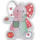 Bunter Weihnachtselefant Aufkleber Sticker (Voorkant)