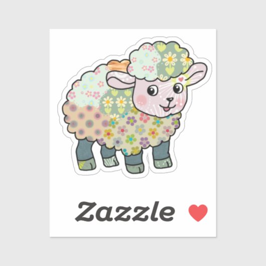 buntes Lämmchen  postkarte Sticker (Vel)