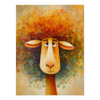 Buntes Schaf – Fantasie Illustration Perfect Poster