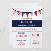 Bunting 4 juillet fête d'anniversaire Invitation (Devant / Derrière)