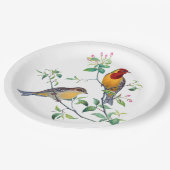 Bunting Birds on Branches Papieren Bordje (Gekanteld)