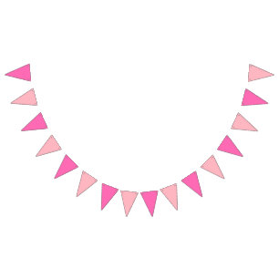 Bunting: driehoekig: Hot-roze en lichtroze Vlaggetjes