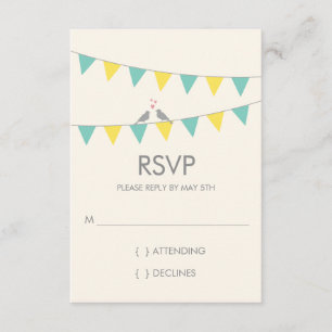 Bunting Inséparables mariage RSVP - bleu jaune