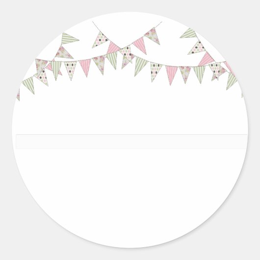 Bunting - roze & groen ronde sticker (Voorkant)