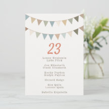 Bunting trouwtafel nummer kaart gastennaam lijst