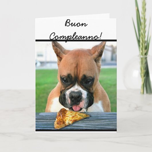 Buon Compleanno boxer chien carte de voeux (Devant)